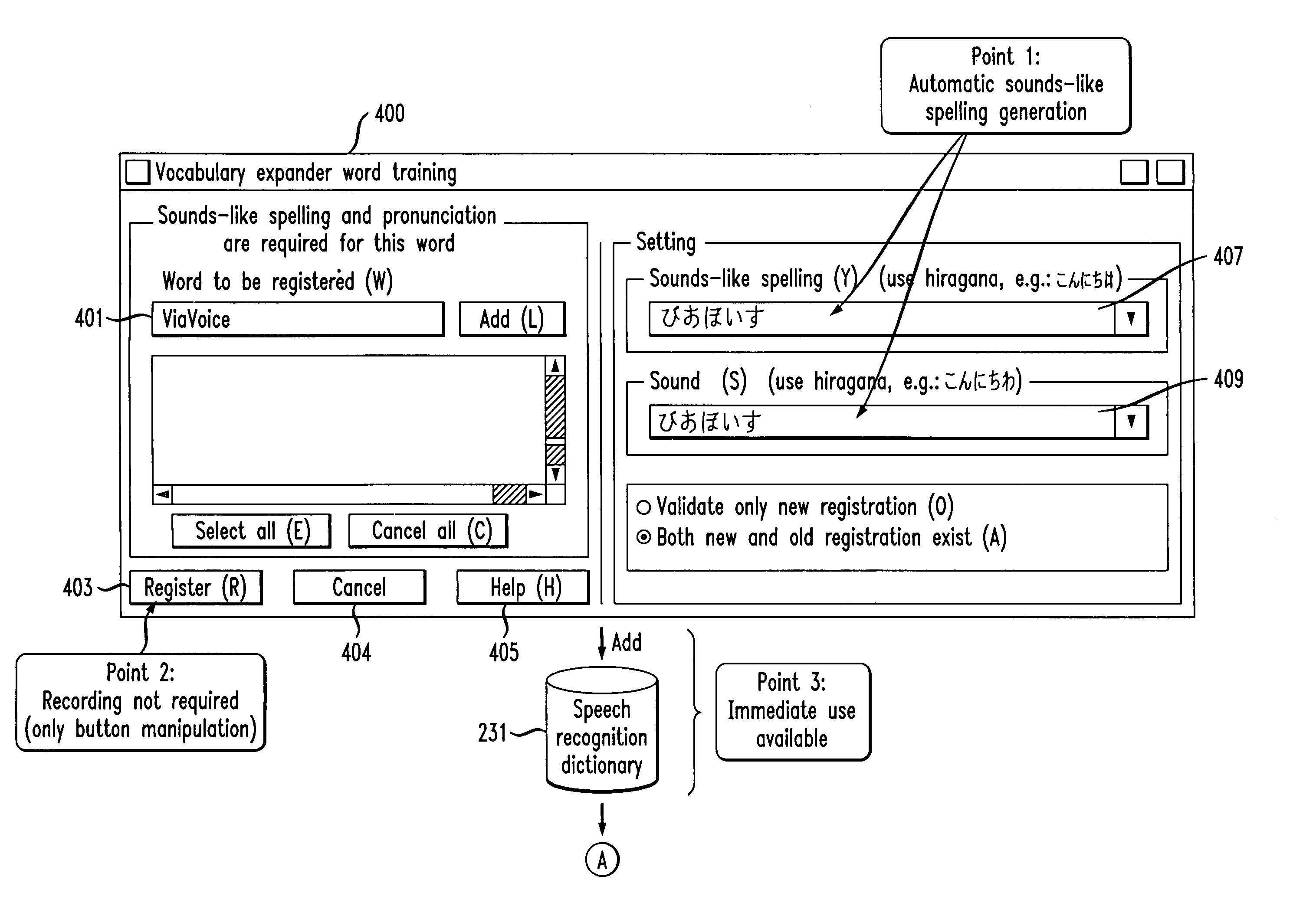 Methods and apparatus for recognized word registration in accordance with speech recognition