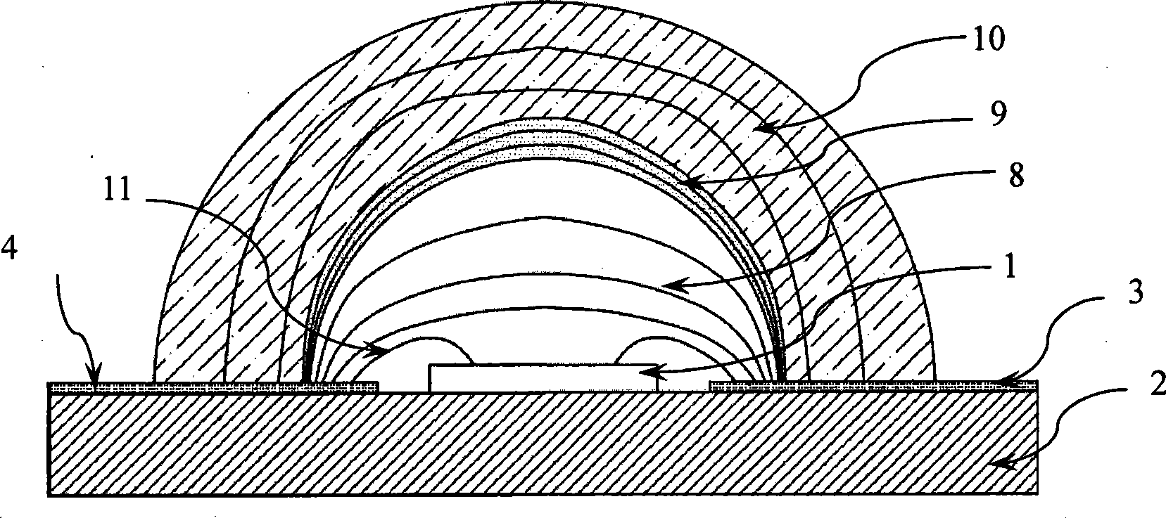 Packaging structure and method for high power white light LED