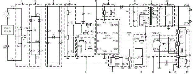 High-power factor LED (light-emitting diode) driving circuit supporting silicon controlled rectifier dimming