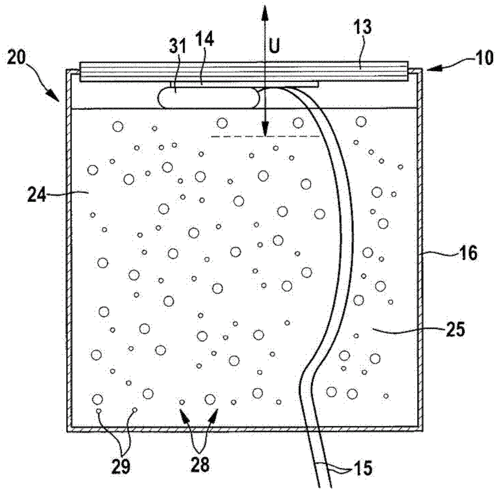 Ultrasonic sensor with attenuation device and its application