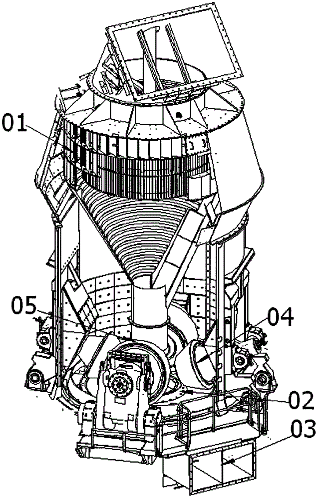 Roller grinding device capable of stabilizing material layer and improving grinding effect of fine particles