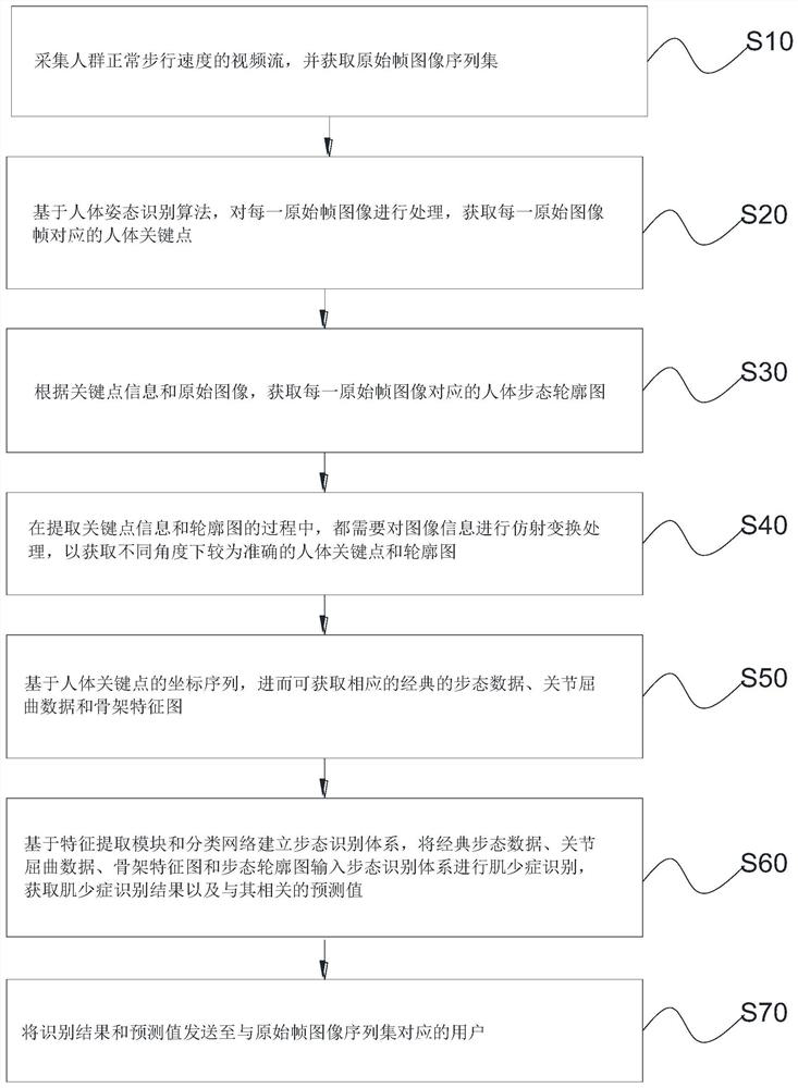 Sarcopenia identification method and device based on machine vision, equipment and medium