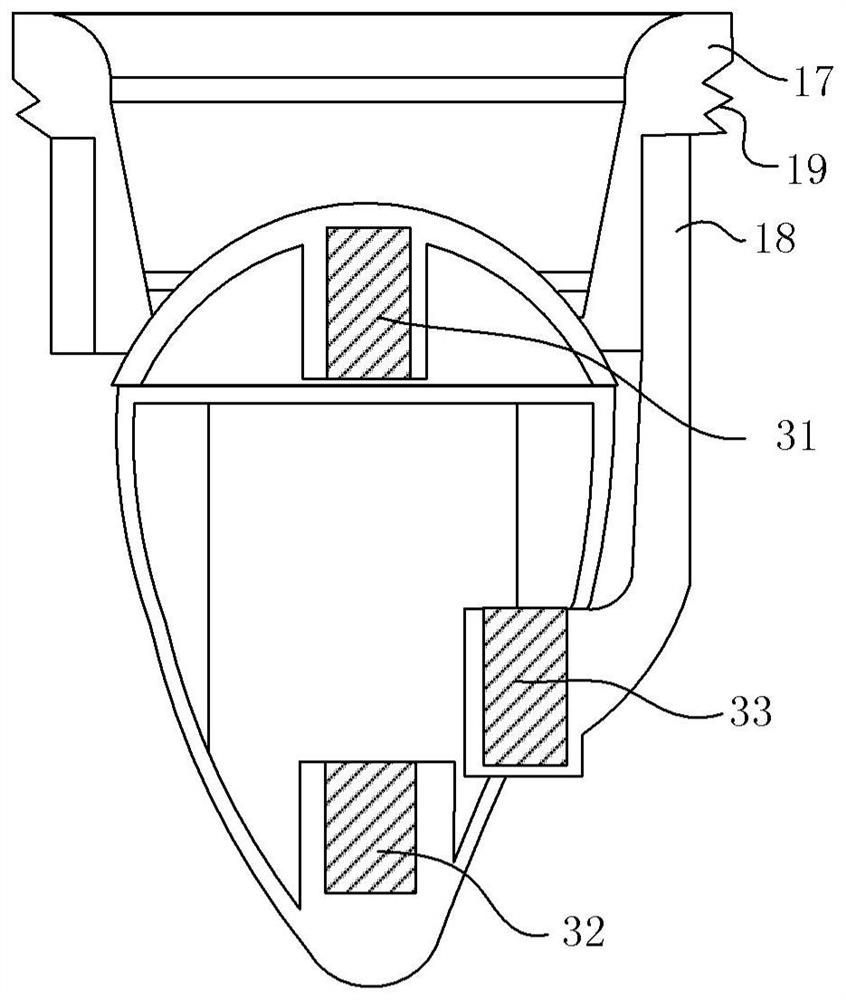 A side-slip magnetic suction type deodorant drainage valve core and drainage equipment