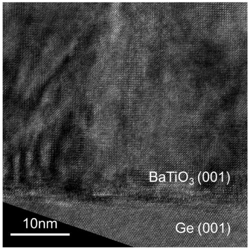 Method for epitaxial growth of monocrystalline barium titanate film on germanium substrate