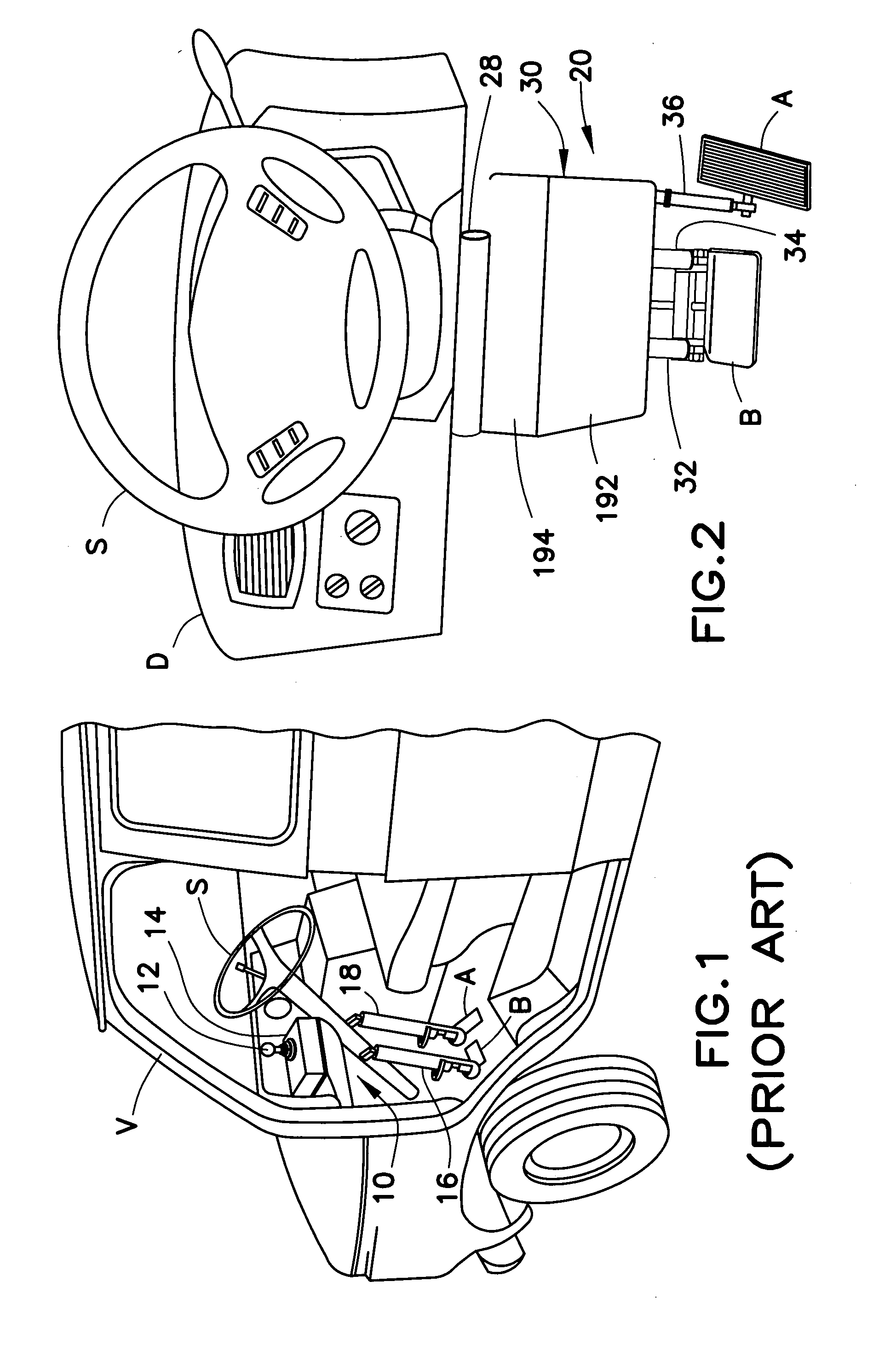 Foot control system for a vehicle