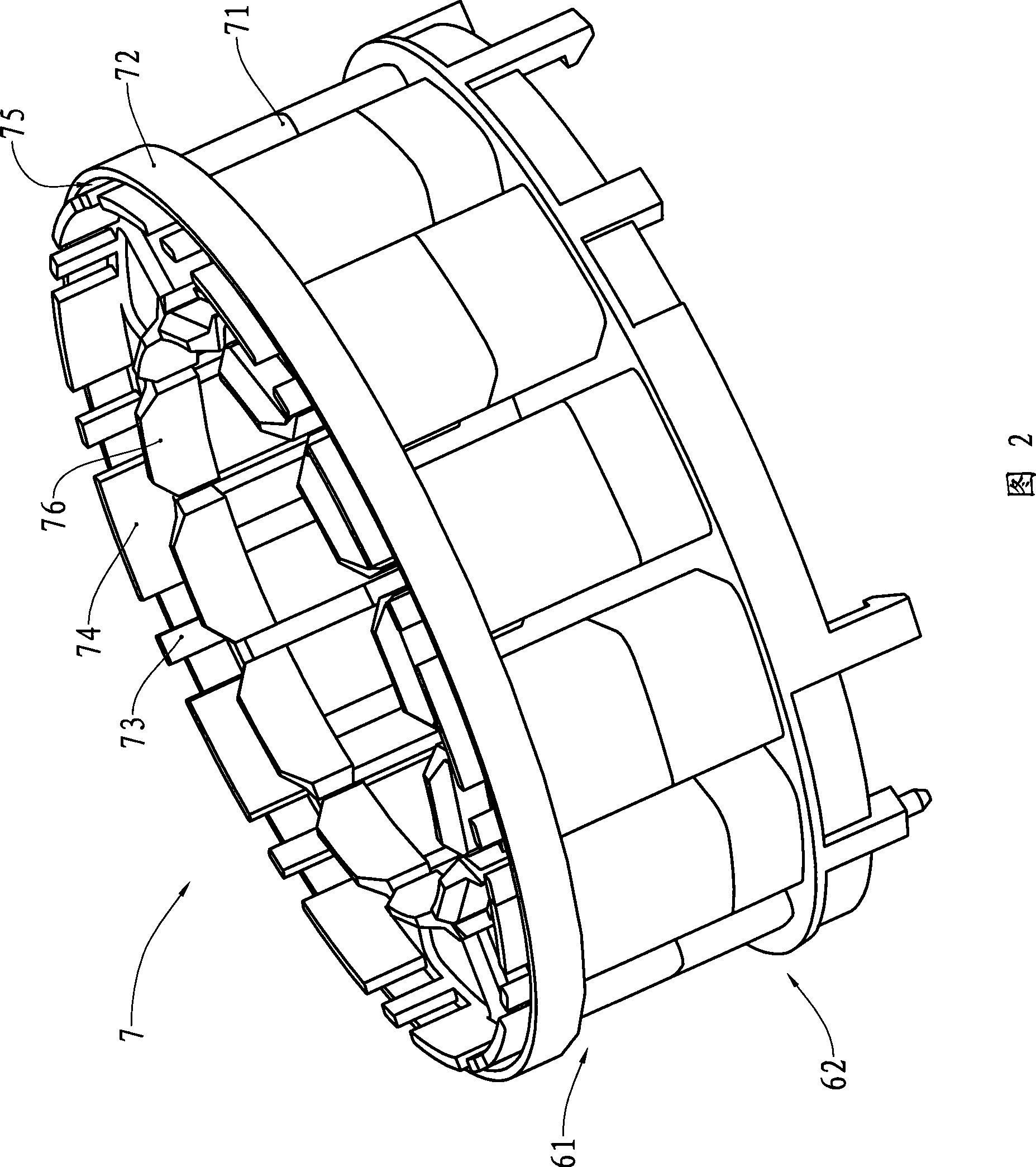 Coiling framework, motor and method for coiling motor stator