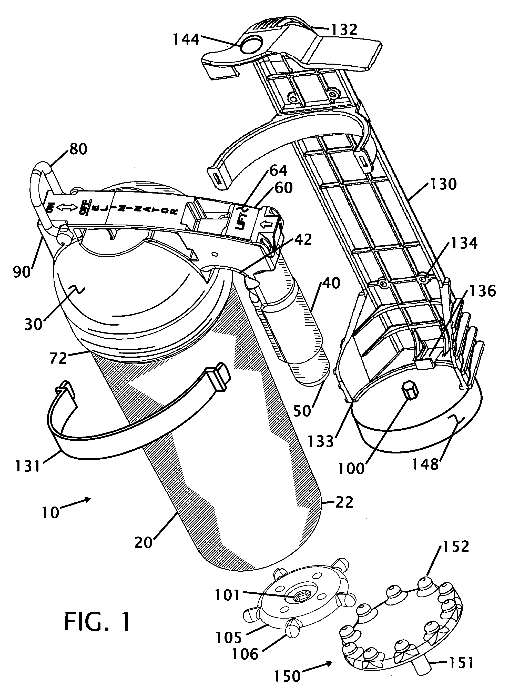 Self servicing fire extinguisher with wall mounting bracket and powder fluffing apparatus