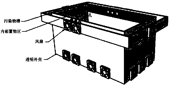 The chamber and its method for studying the dispersion of urban solid pollutants