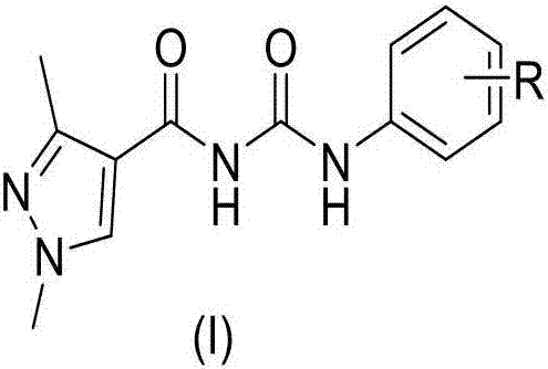 Acyl urea compound containing 1,3-dimethyl-1H-pyrazole structure and preparation method and application thereof