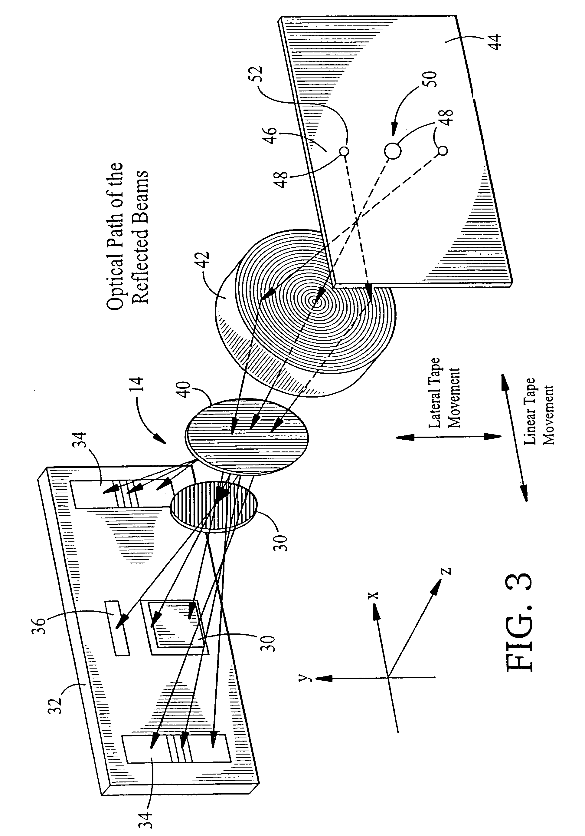 Optical apparatus for tracking a magnetic tape