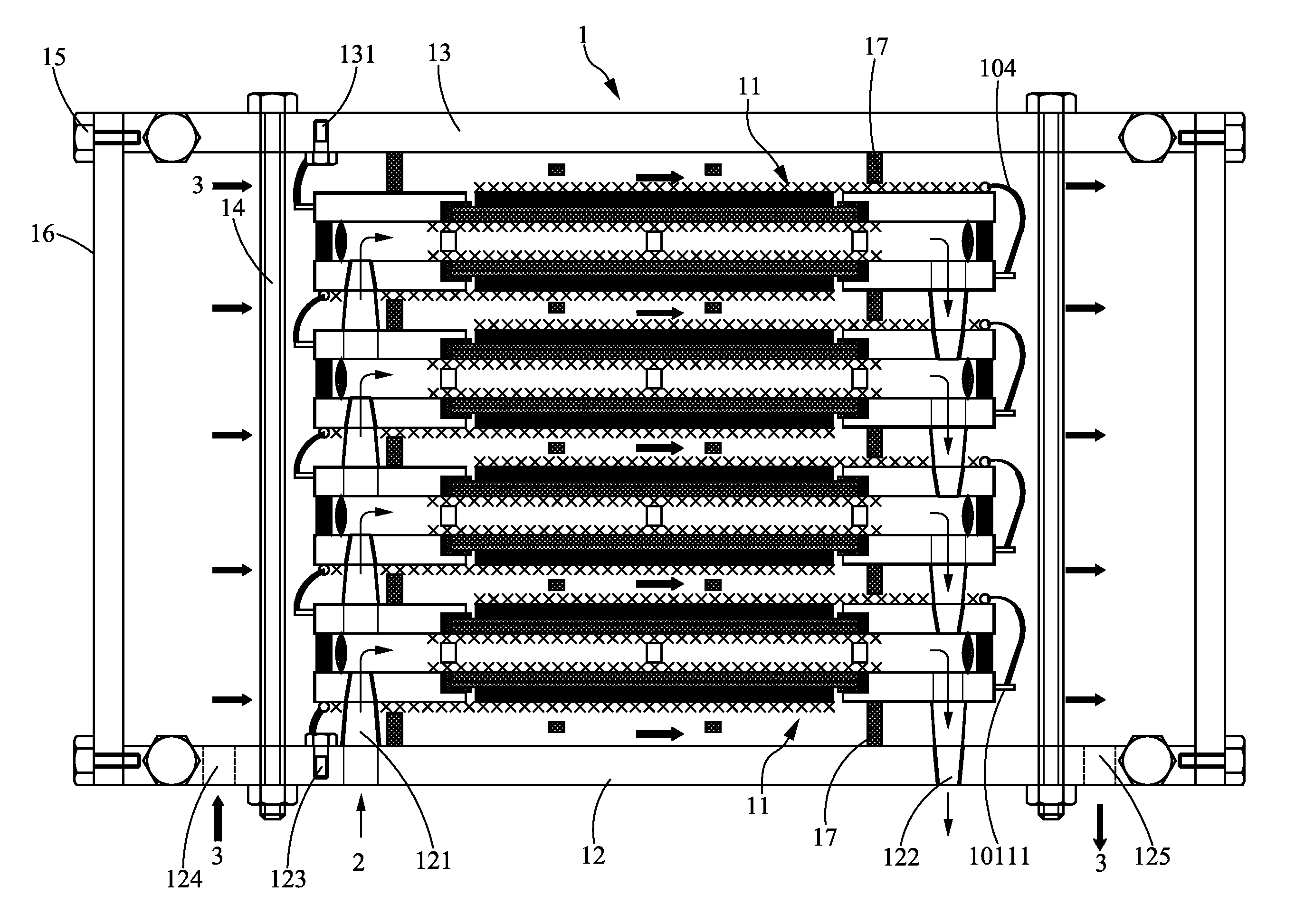 Solid oxide fuel cell stack modular structure