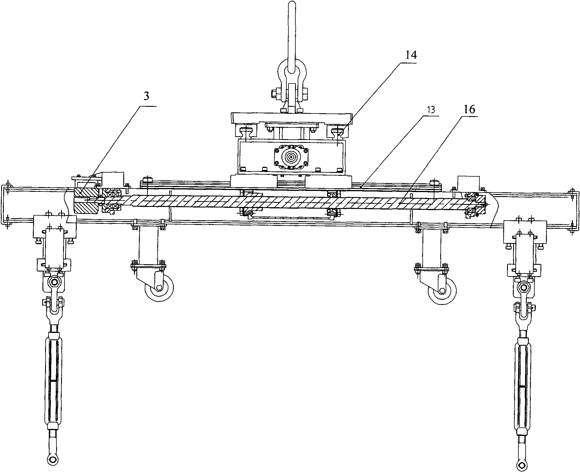 Two-freedom-degree regulation self-leveling spreader and regulation method