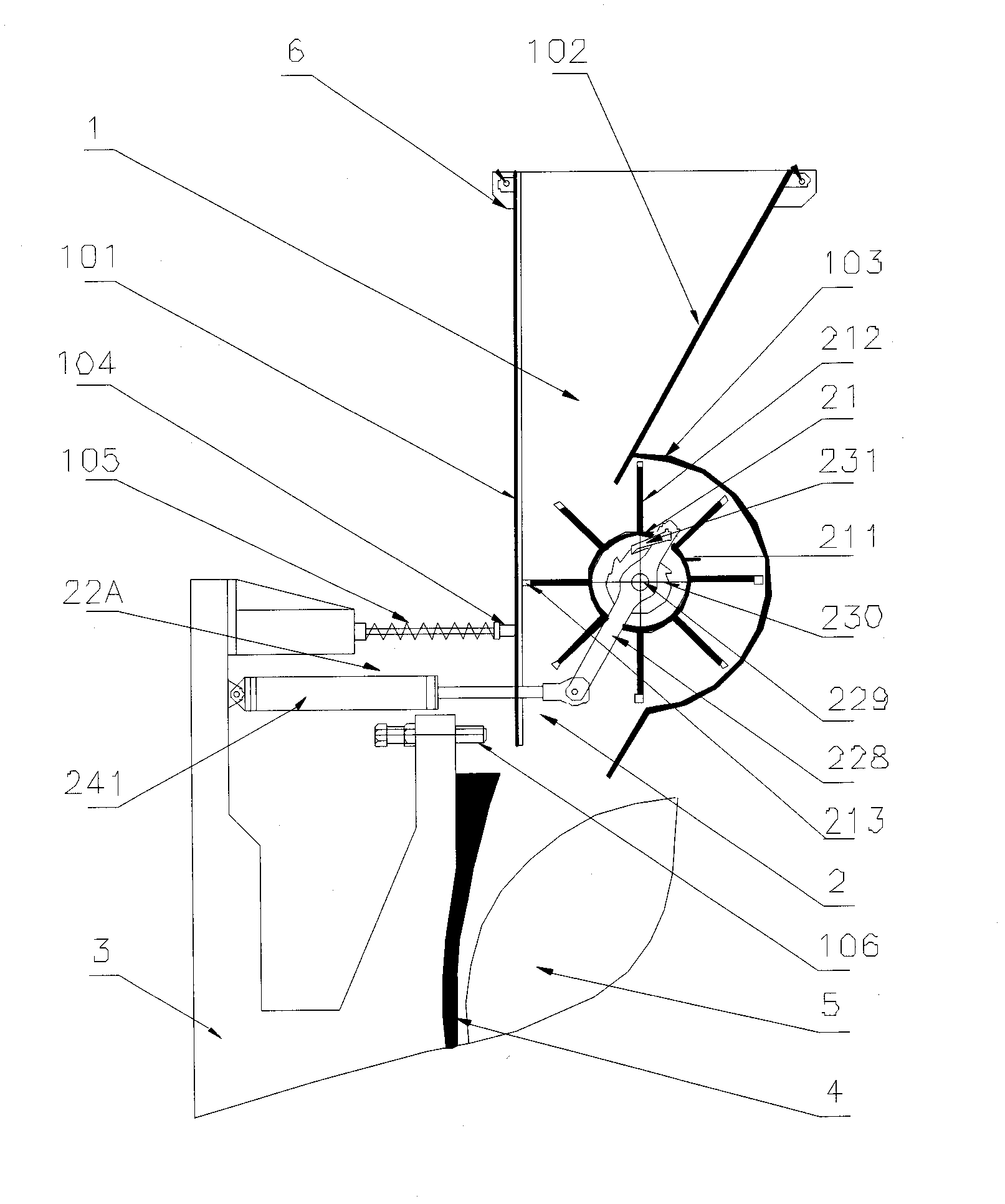 Feeding device of material crushing apparatus