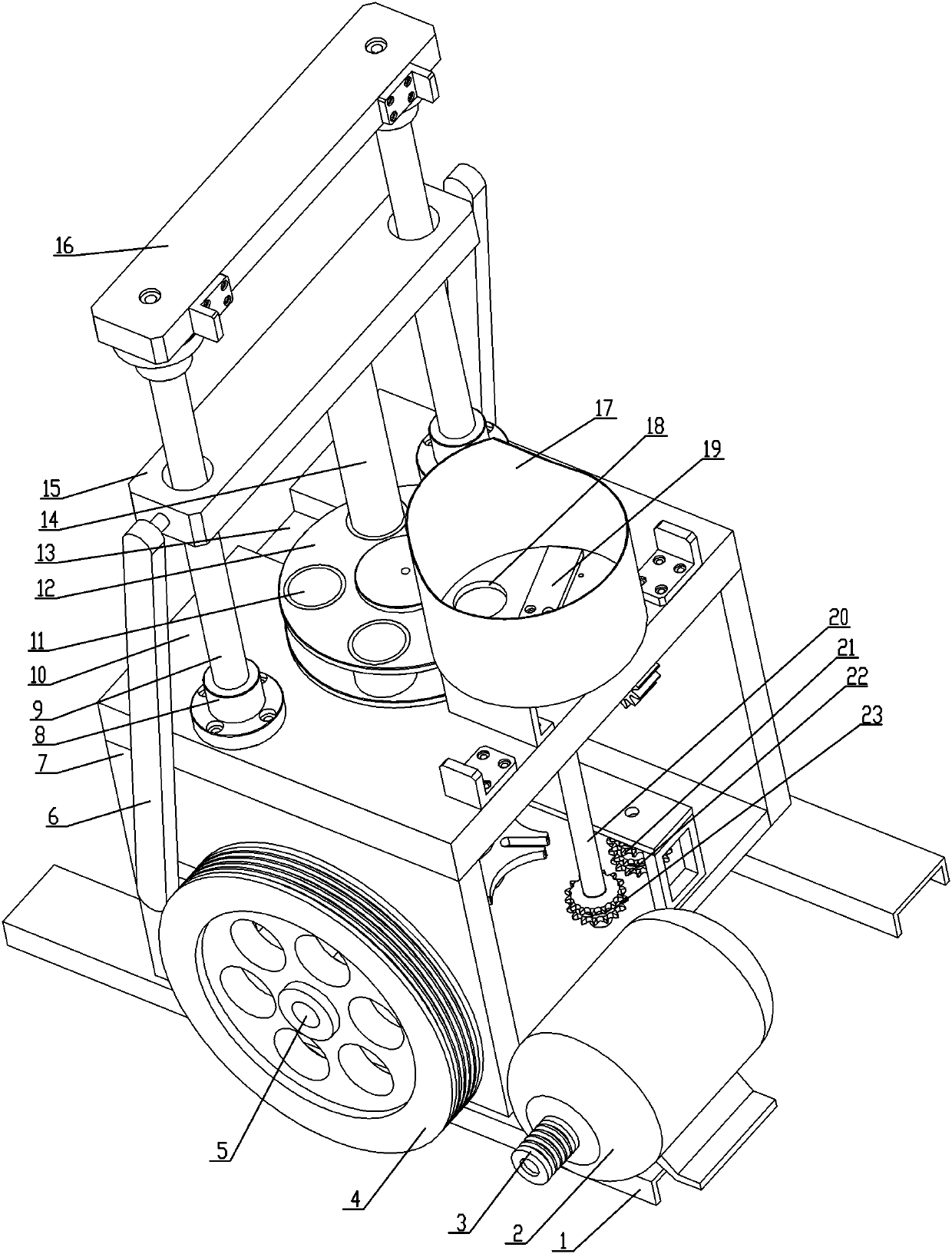 Cylindrical concrete masonry block forming machine and method