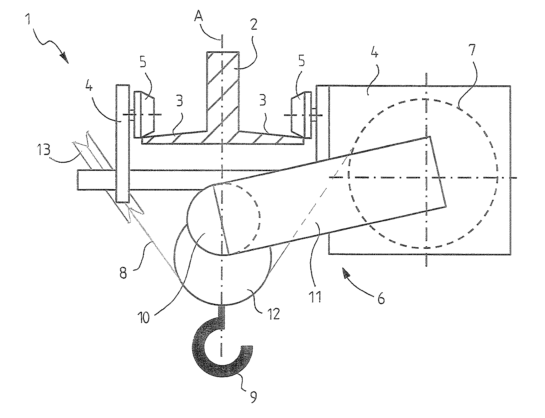 Low-construction trolley for wire rope hoist