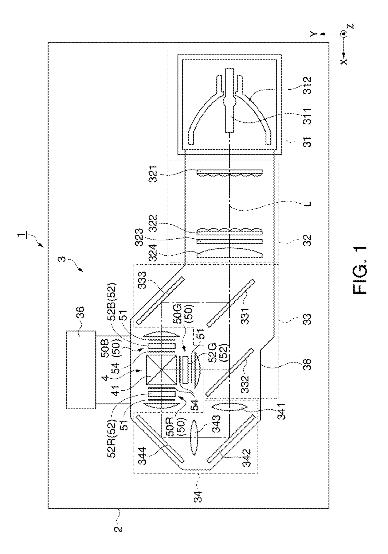 Projector having holding unit for light modulating device and supporting member for the holding unit