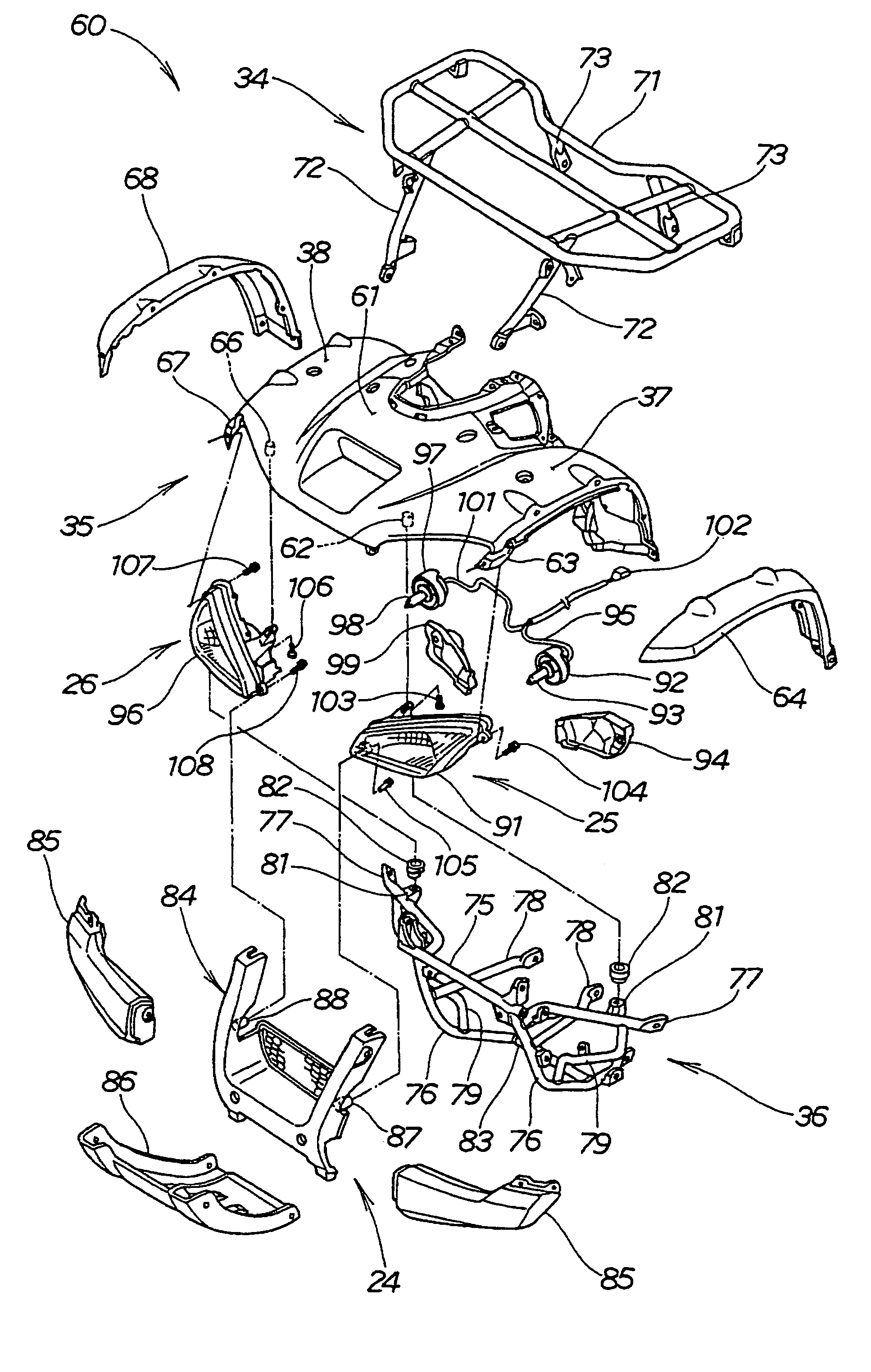 Structure for supporting headlamps for vehicle