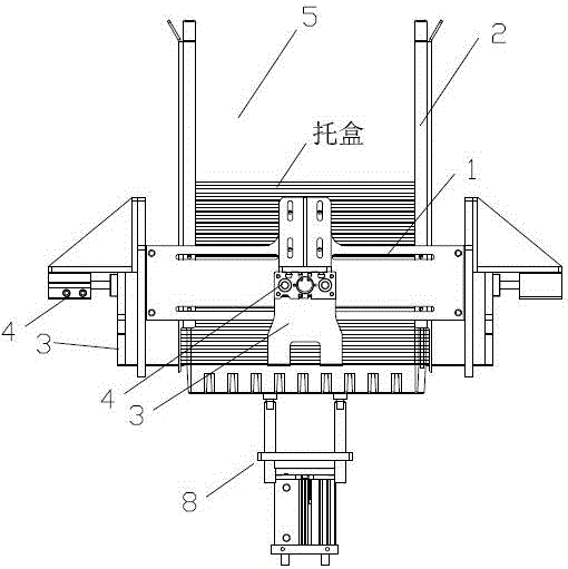 Box lowering method of box packing machine