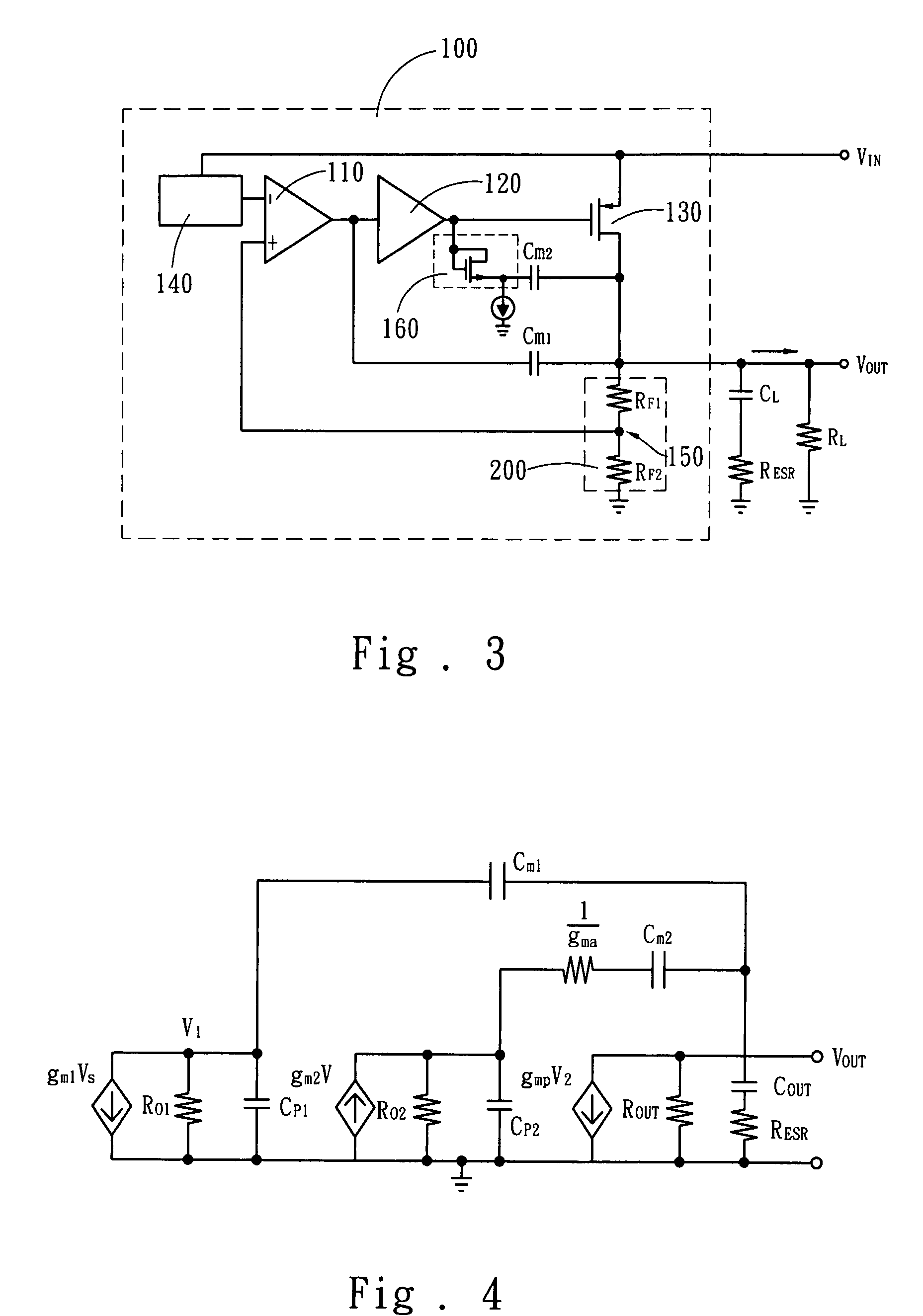 Low dropout linear voltage regulator with an active resistance for frequency compensation to improve stability