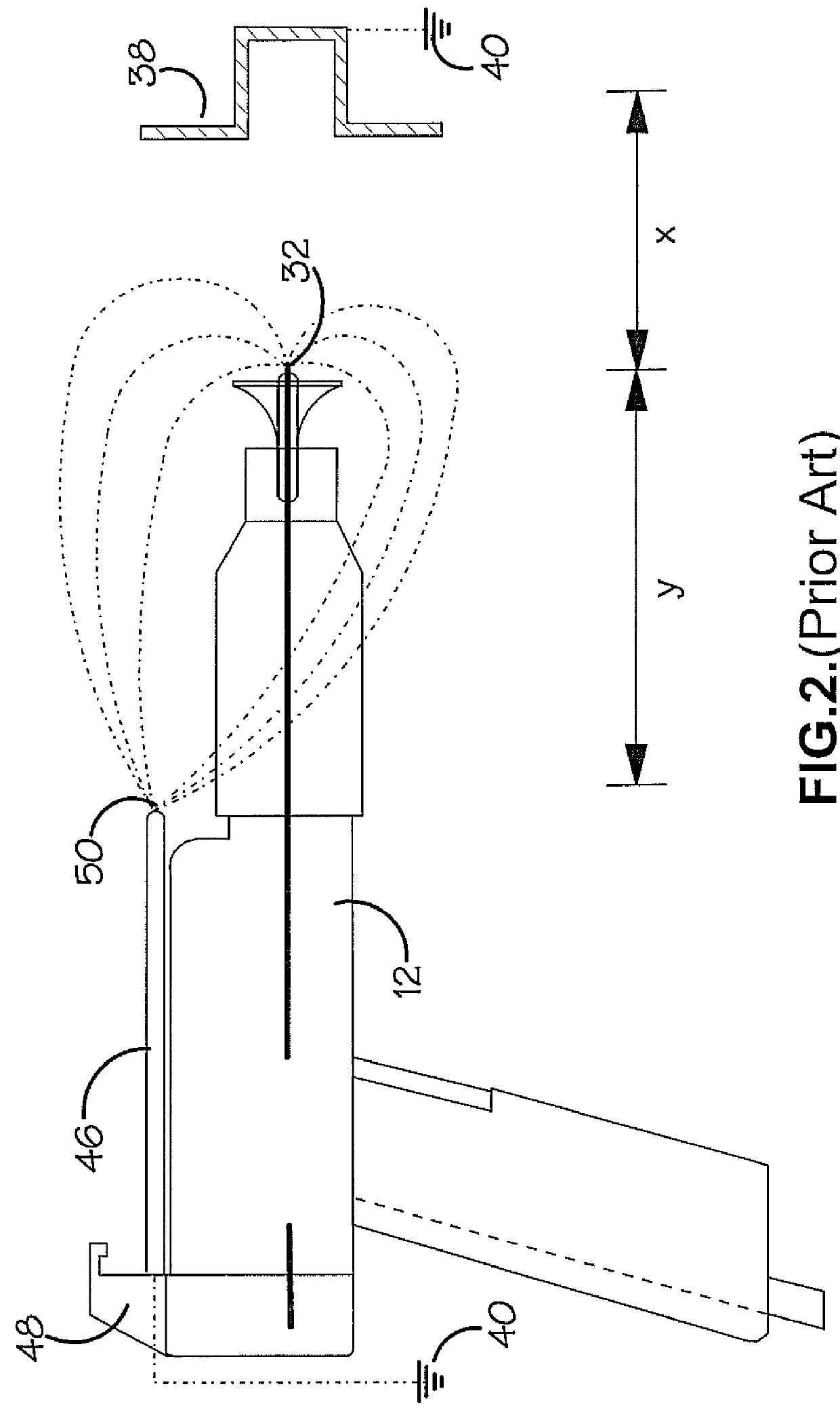 Powder spray coating discharge assembly