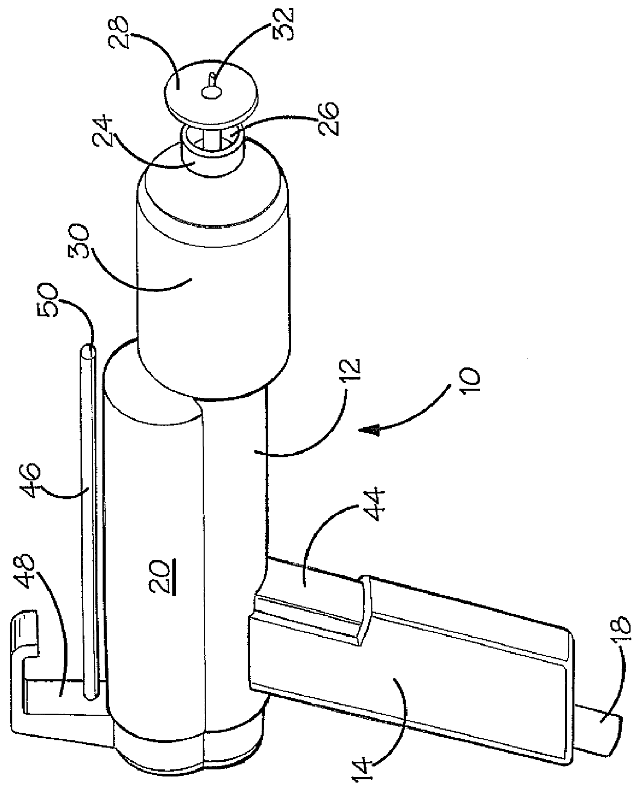 Powder spray coating discharge assembly