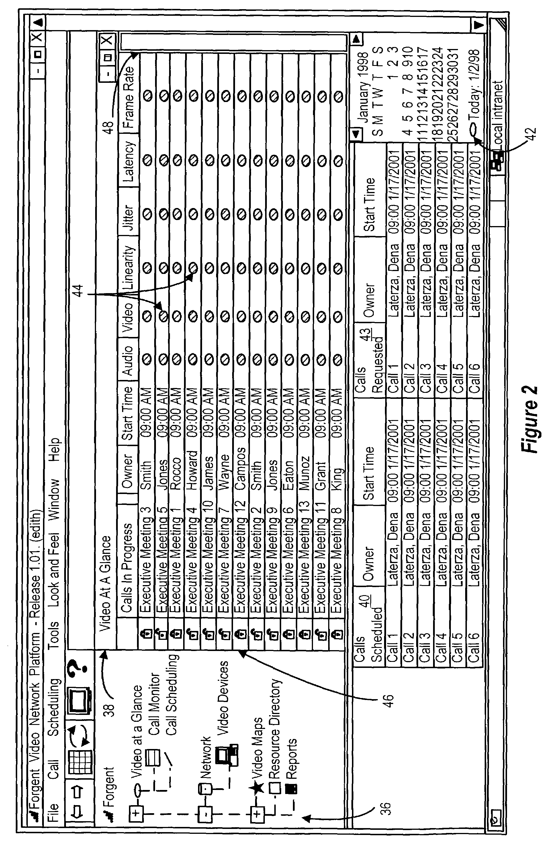 Method and system for presenting a video call management console