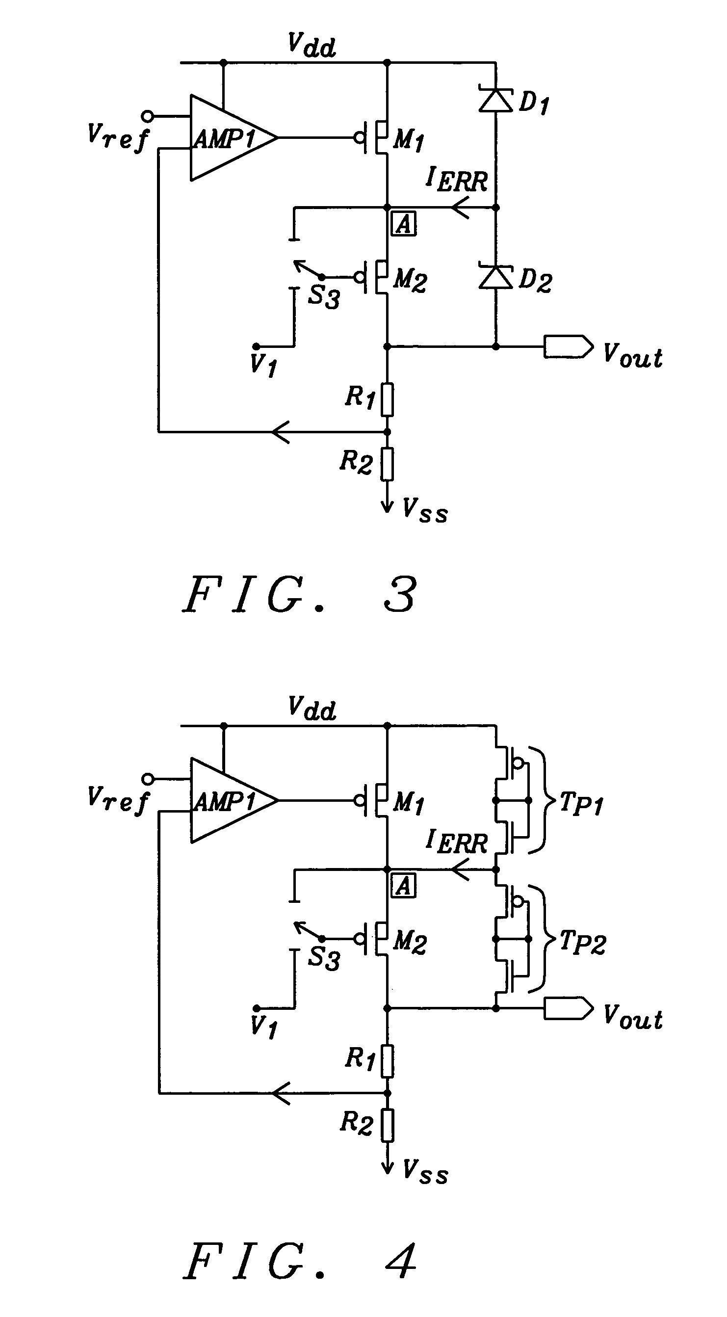 Voltage regulator output stage with low voltage MOS devices