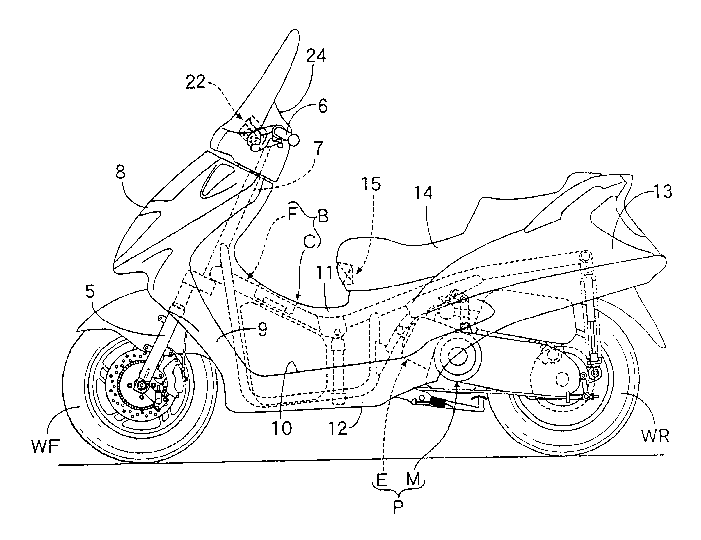 Air bag system in scooter type vehicle