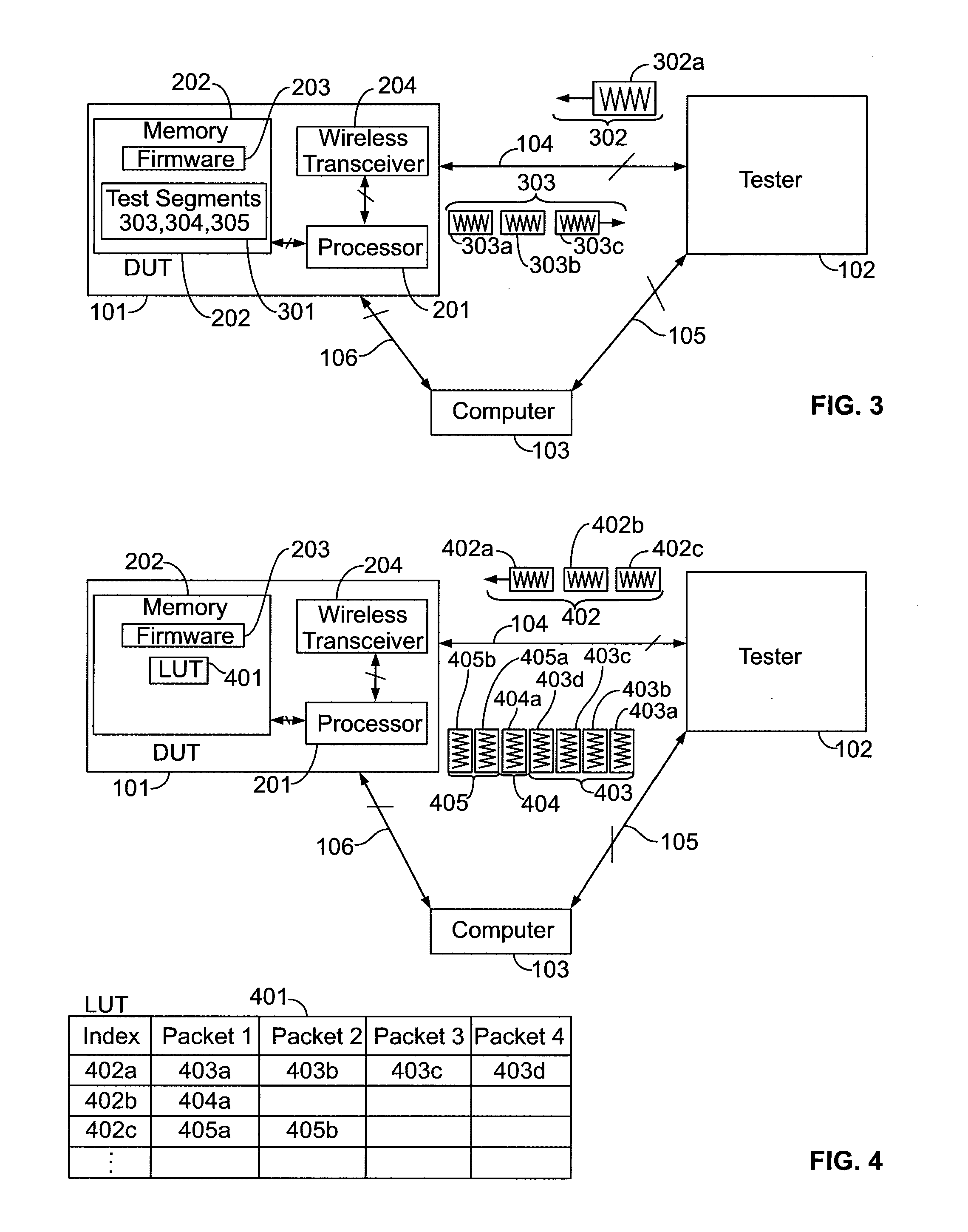 Method for testing wireless devices using predefined test segments initiated by over-the-air signal characteristics