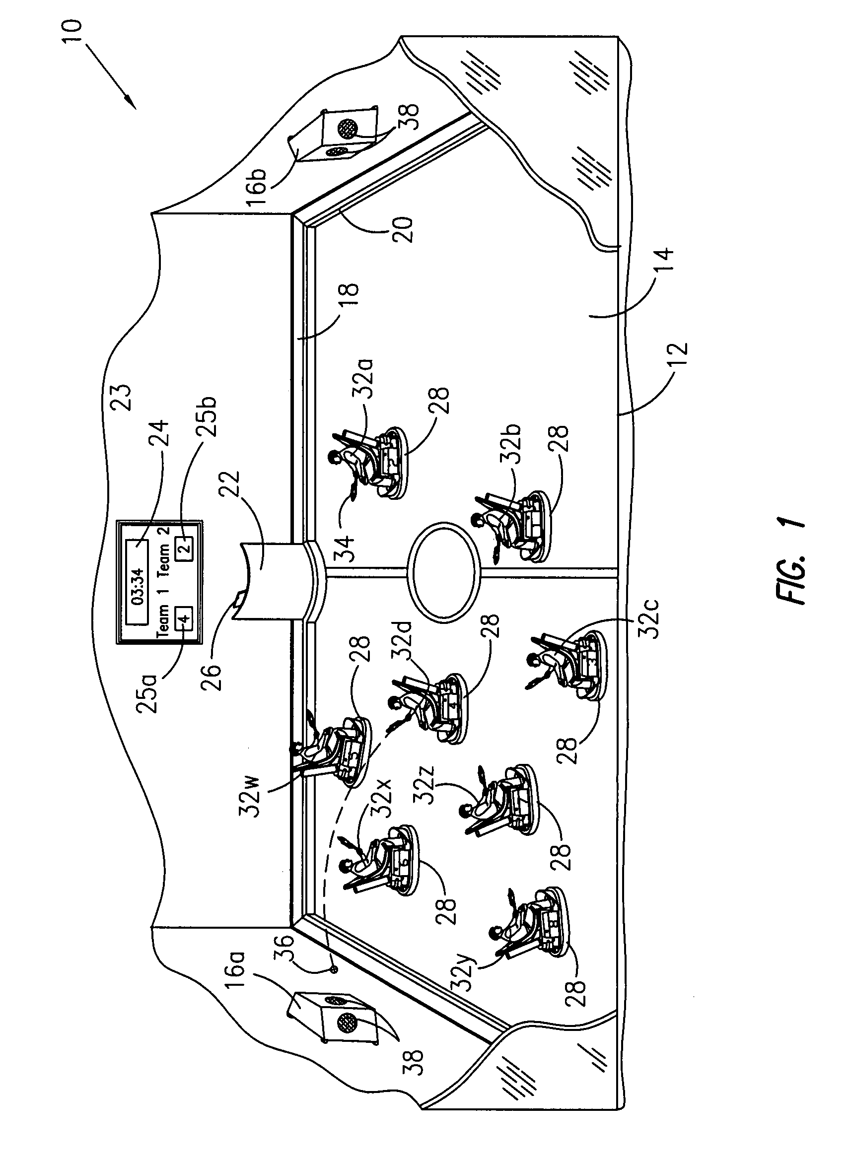 Court-based game played by players riding vehicles