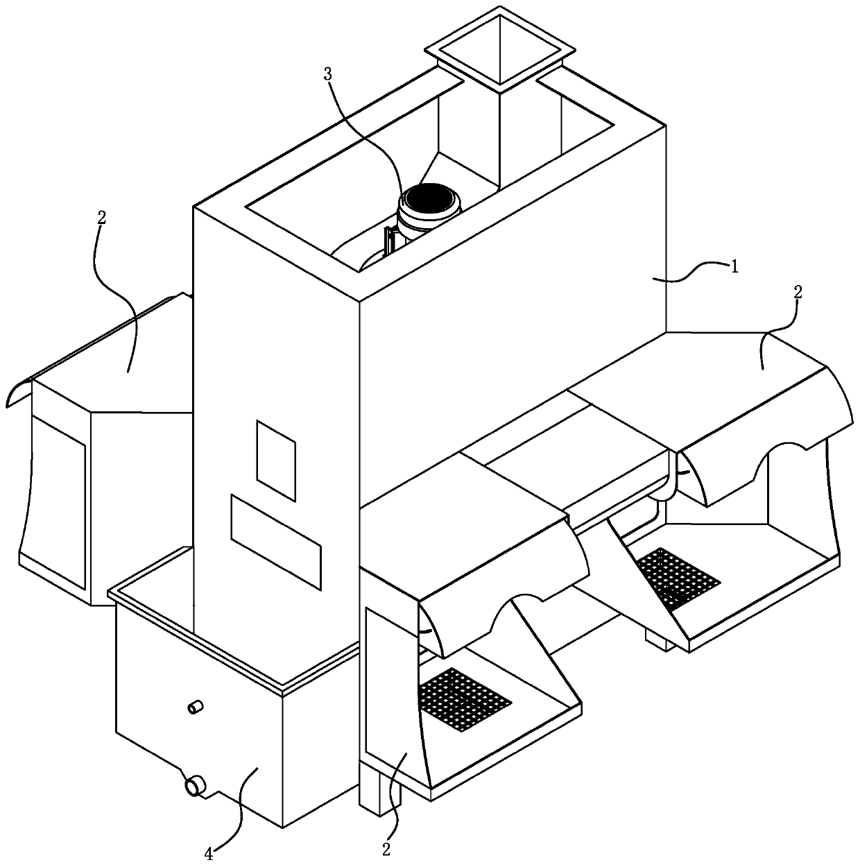 Four-station wet dust removal device