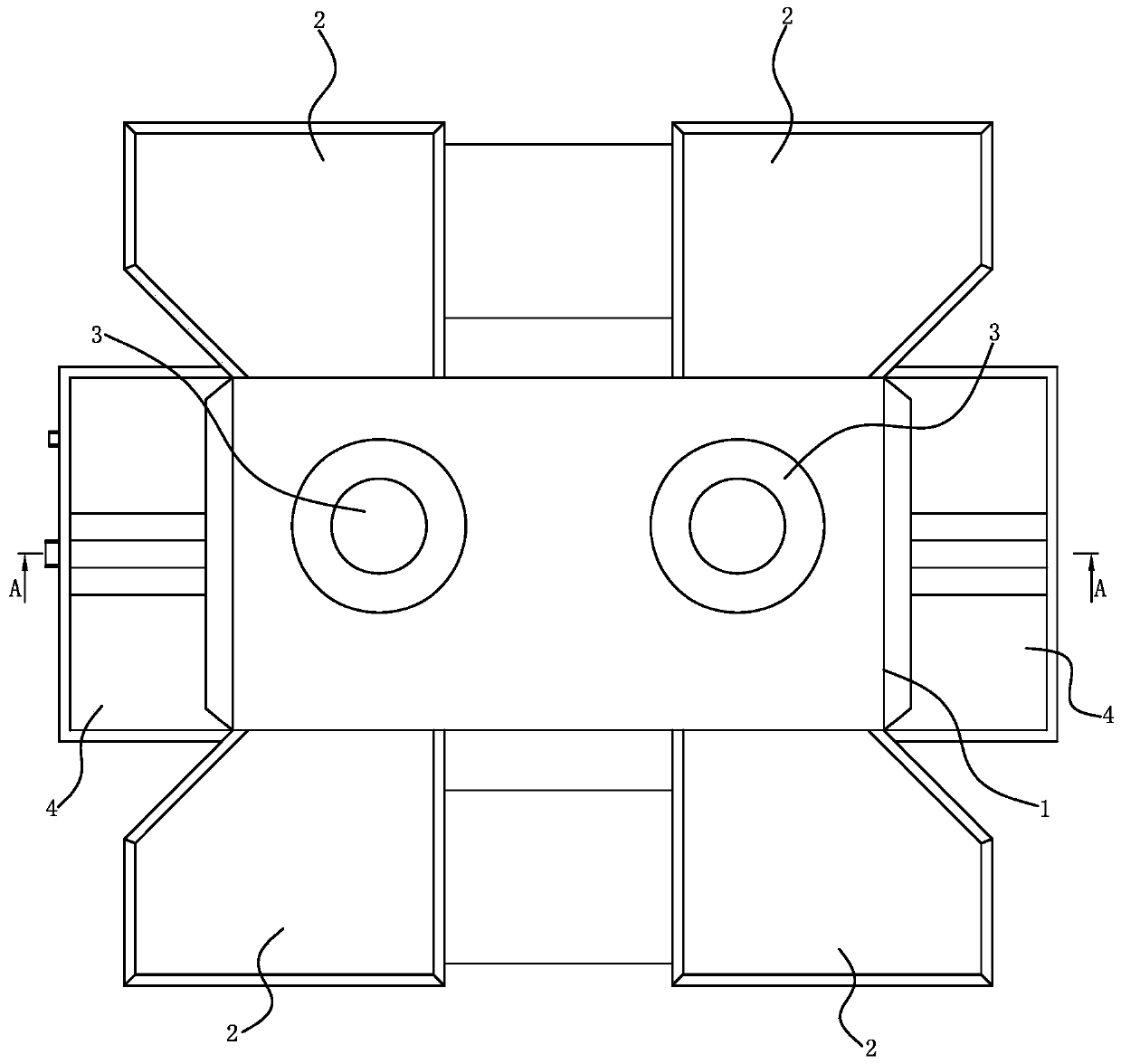 Four-station wet dust removal device