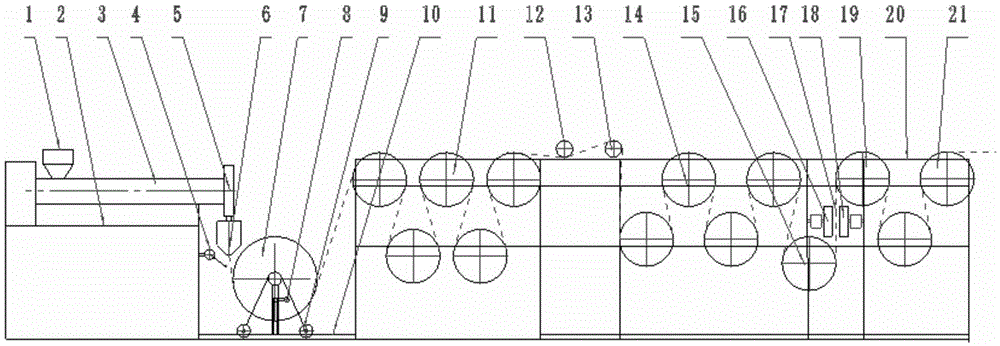 Plastic flat filament drawing unit