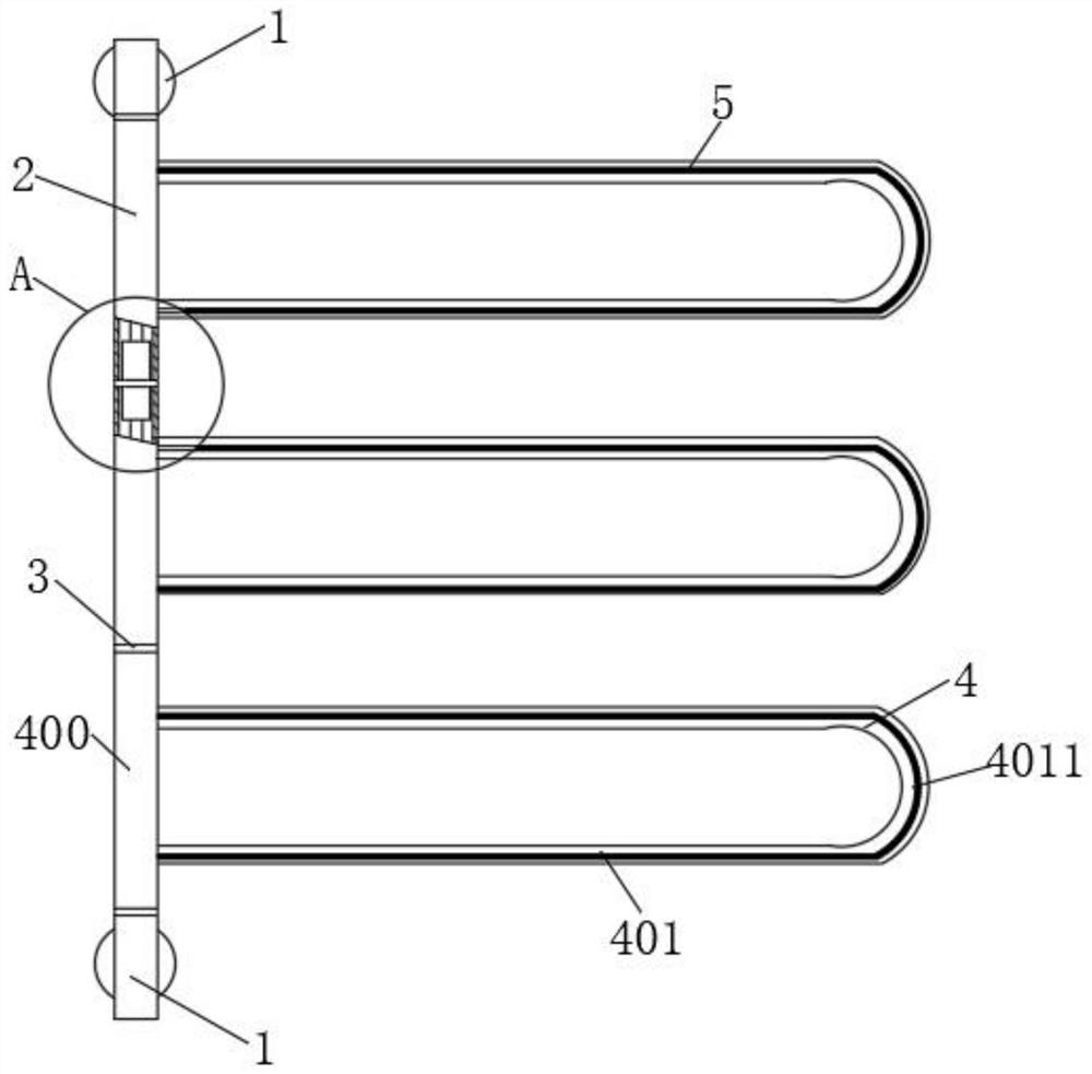 A towel rack with constant temperature, low consumption and space saving