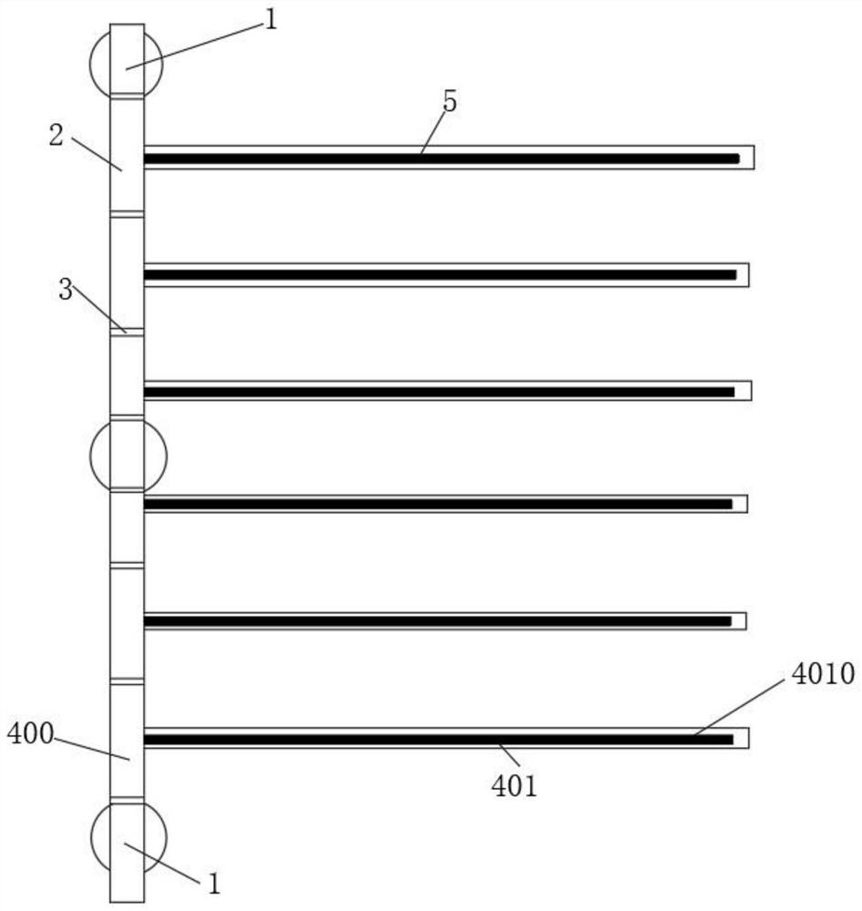 A towel rack with constant temperature, low consumption and space saving