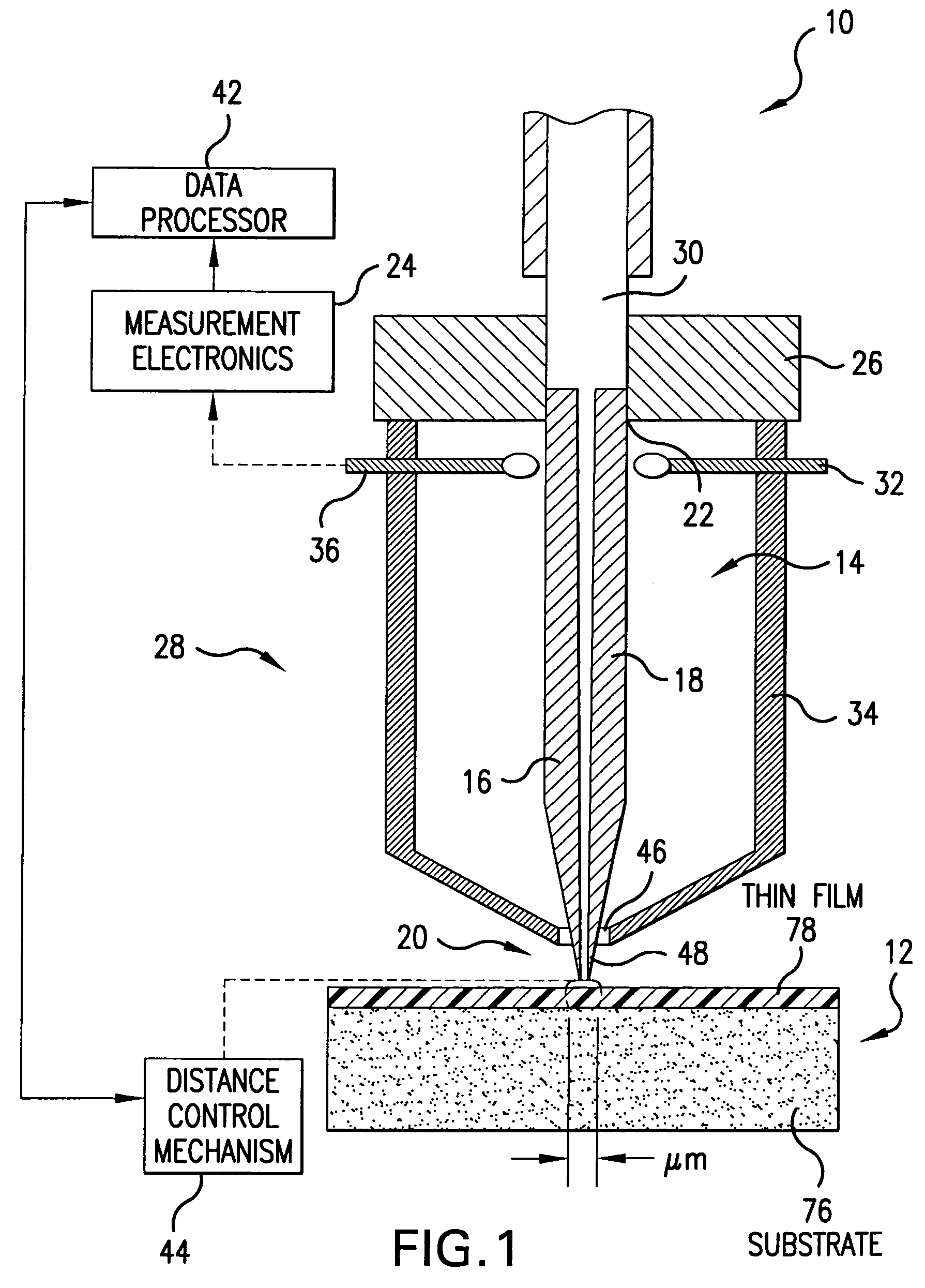 Method and system for measurement of dielectric constant of thin films using a near field microwave probe