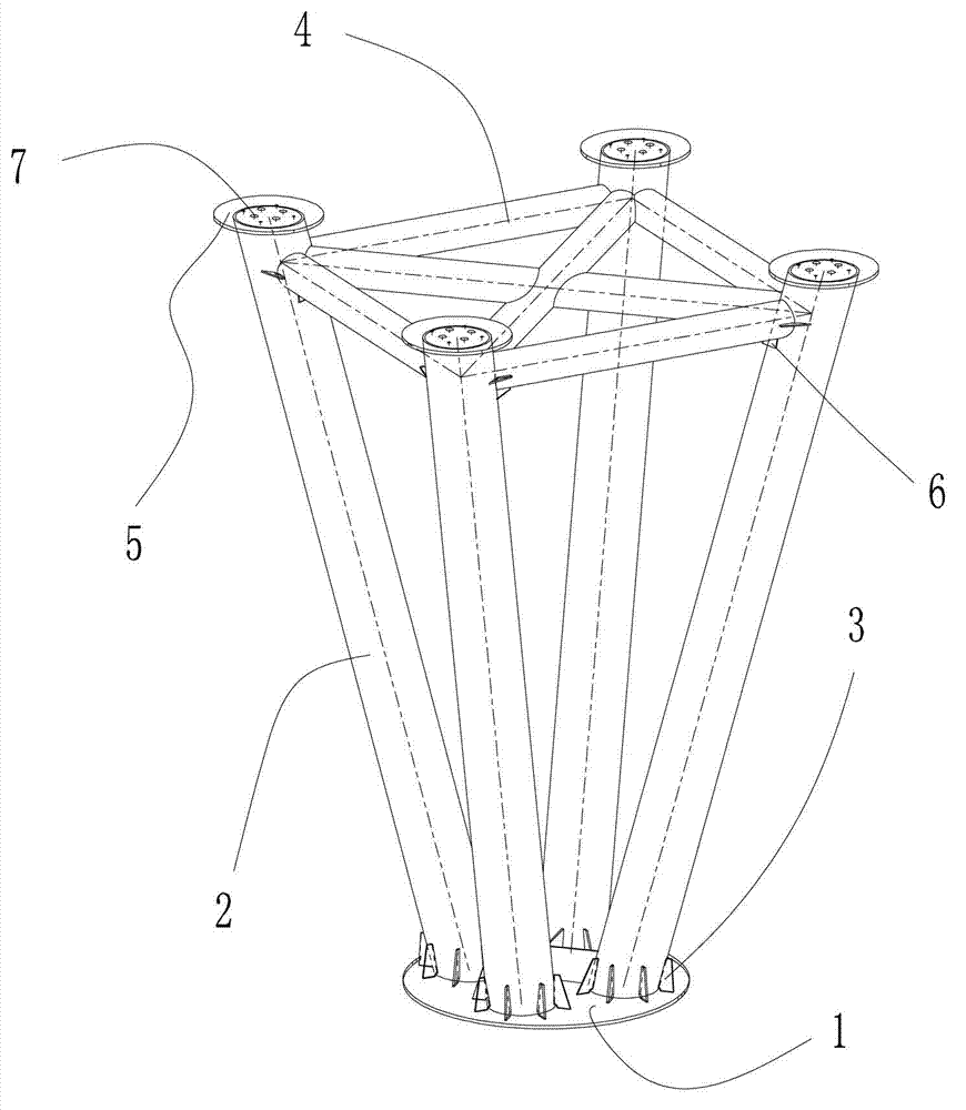 Bridge space radioactive concrete-filled steel tube bridge pier and construction method thereof