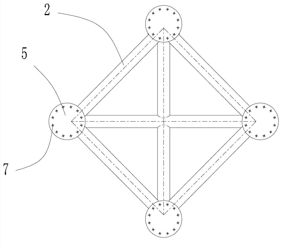 Bridge space radioactive concrete-filled steel tube bridge pier and construction method thereof