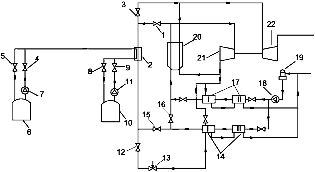 Fused salt heat accumulating peak regulating system for heat-engine plant heating by means of main steam