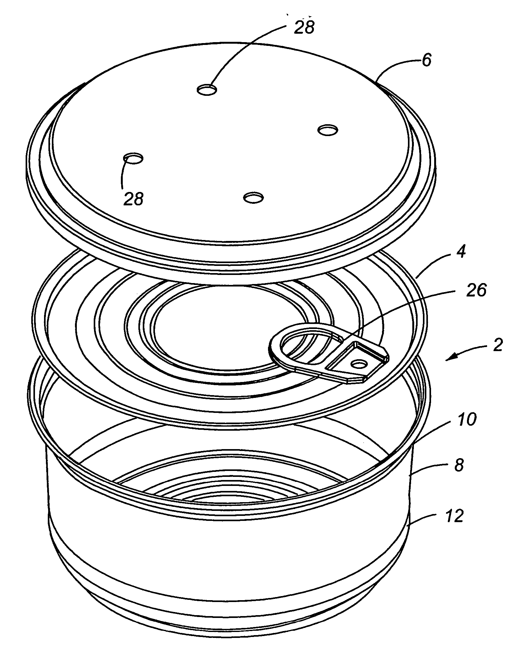 Microwavable metallic container