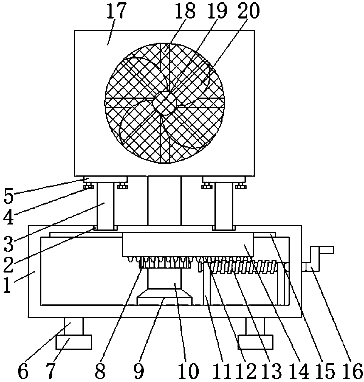 Angle-adjustable fan heater for horticultural greenhouse