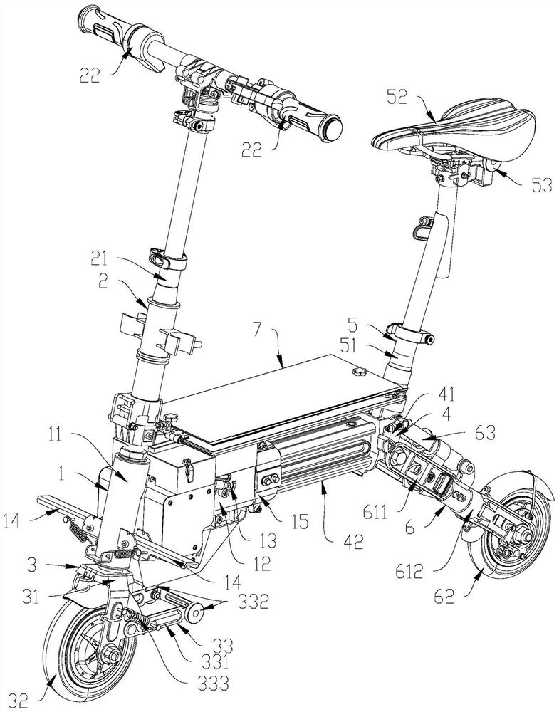 Portable electric vehicle small in folding size and easy to store