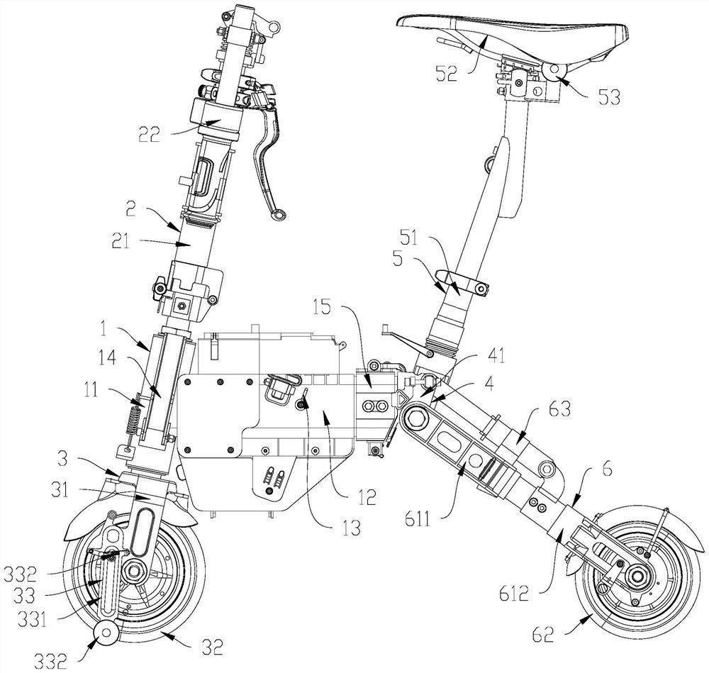 Portable electric vehicle small in folding size and easy to store