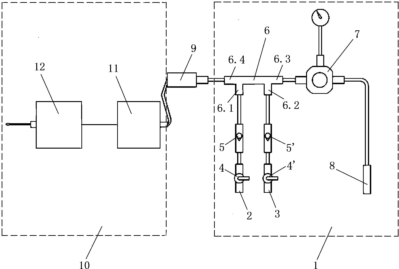 Air feed channel automatic switcher with air channel low-pressure short message warning function