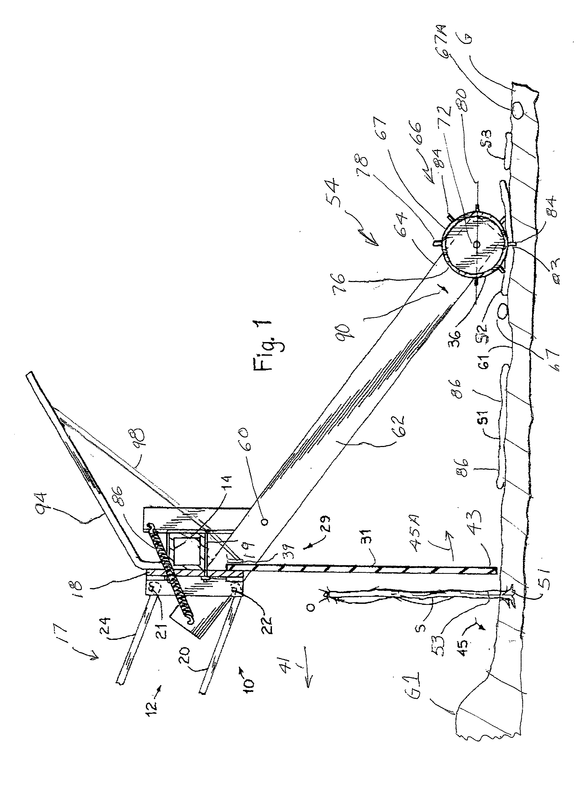 Apparatus and method for knocking down and crushing farm crop residue