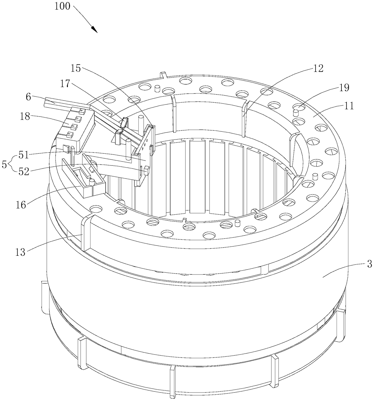 Stator winding end insulation frame, plastic-sealed stator assembly and plastic-sealed motor