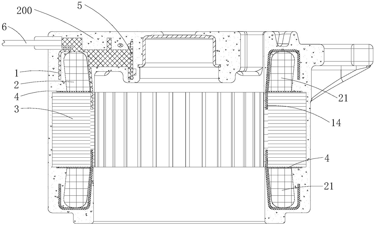 Stator winding end insulation frame, plastic-sealed stator assembly and plastic-sealed motor