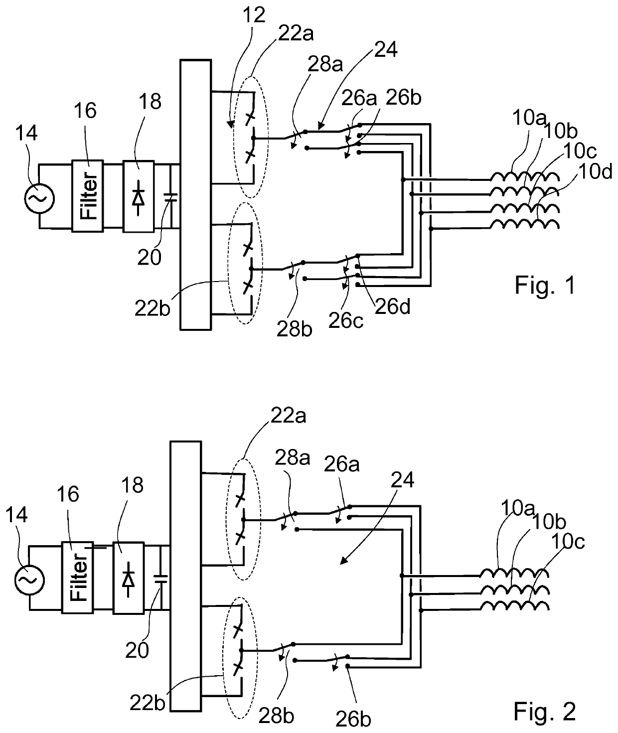 Cook top comprising at least two heating elements and a power electronics arrangement