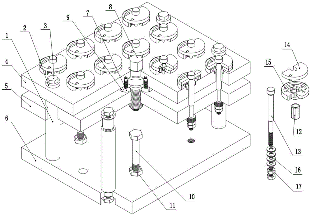 A tool that can press and install multiple parts at the same time