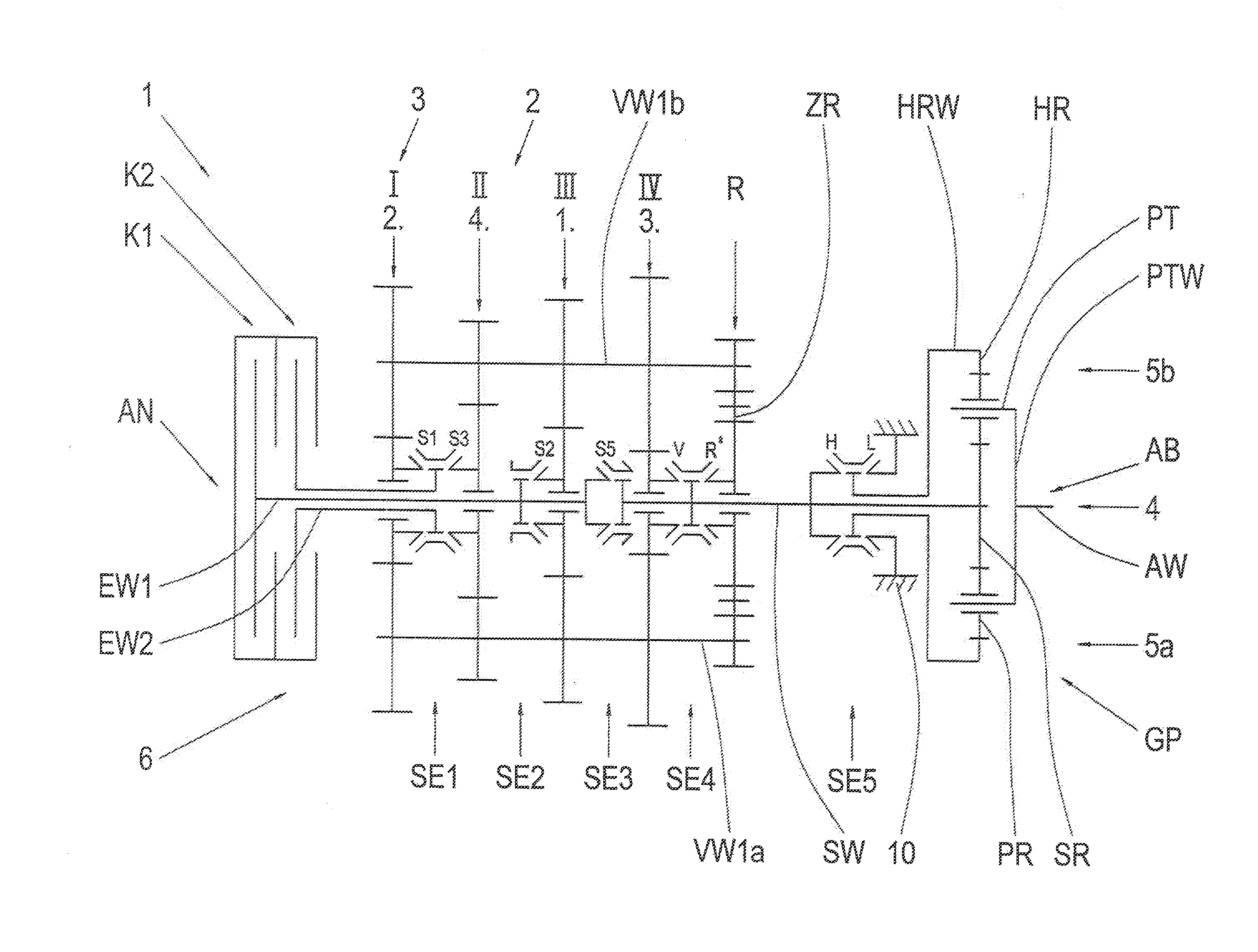 Transmission for vehicle and method for operation of a transmission